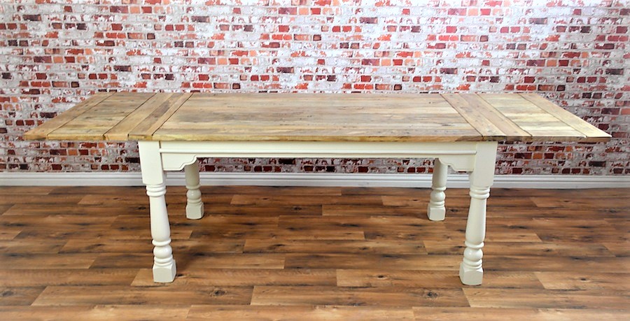 Extendable Rustic Farmhouse Dining Table Painted In Farrow And Ball