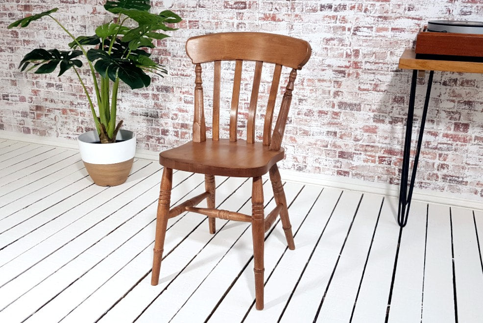 Slat Back Dining Chairs Farmhouse Beech Rustic Antique Finish