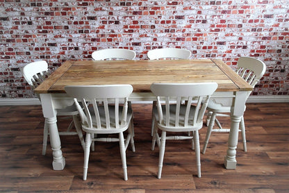 Up to Twelve Seater Rustic Farmhouse Extending Dining Table Set Painted Chairs & Benches