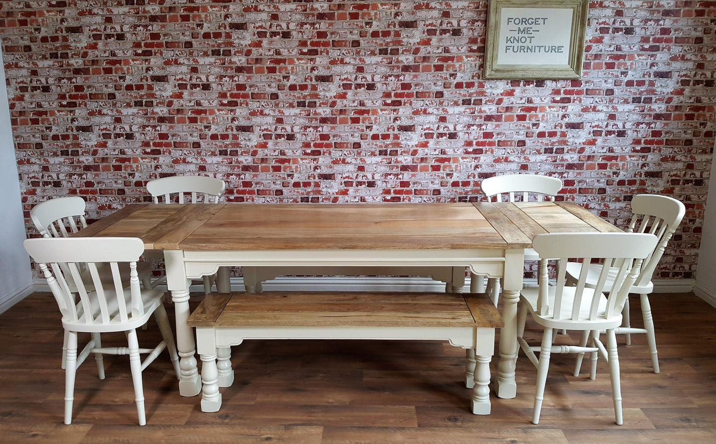 Up to Twelve Seater Rustic Farmhouse Extending Dining Table Set Painted Chairs & Benches