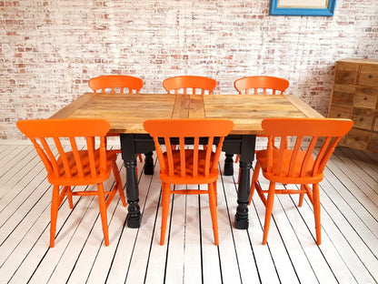 Extending Rustic Farmhouse Painted Dining Table Set - Space Saving, Extendable