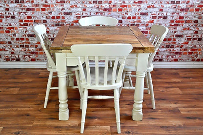 Extending Rustic Farmhouse Painted Dining Table Set - Space Saving, Extendable