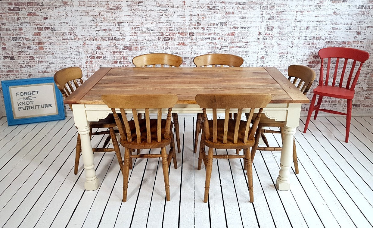 Up to Twelve Seater Rustic Farmhouse Extending Dining Table Set with Antique Chairs