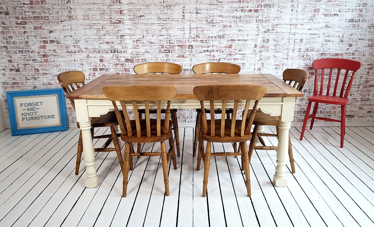 Up to Twelve Seater Rustic Farmhouse Extending Dining Table Set with Antique Chairs