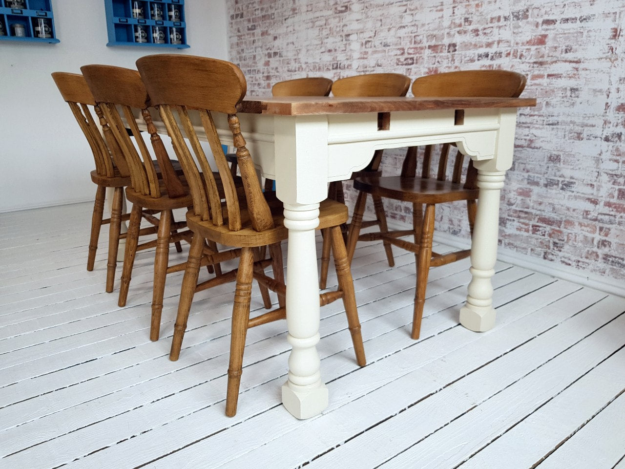 Up to Twelve Seater Rustic Farmhouse Extending Dining Table Set with Antique Chairs