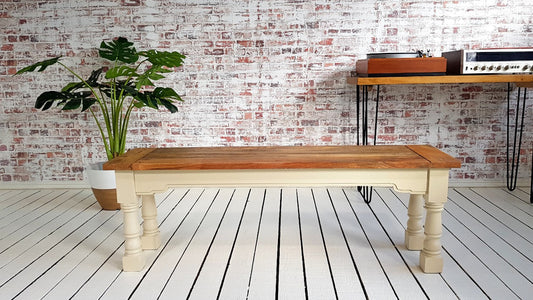 Painted Finish Farmhouse Kitchen Dining Bench with Refectory Turned Legs - Any Farrow & Ball!