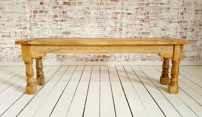 Rustic Dining Bench Natural Hardwood with Refectory Legs