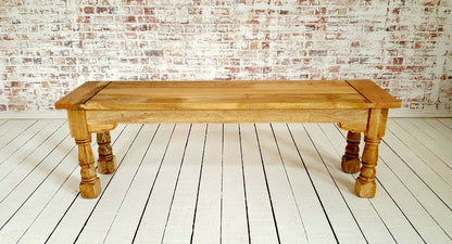 Rustic Dining Bench Natural Hardwood with Refectory Legs