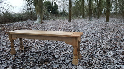 Rustic Dining Bench Natural Hardwood with Refectory Legs