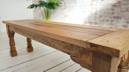 Rustic Dining Bench Natural Hardwood with Refectory Legs