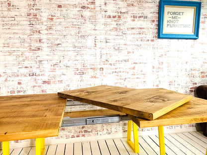 Extending Industrial Dining Table / Bench Sets with Tapered Frame - Any RAL Colour or Steel Finish