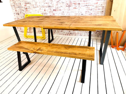 Extending Industrial Dining Table / Bench Sets with Tapered Frame - Any RAL Colour or Steel Finish