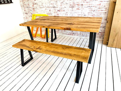 Extending Industrial Dining Table / Bench Sets with Tapered Frame - Any RAL Colour or Steel Finish