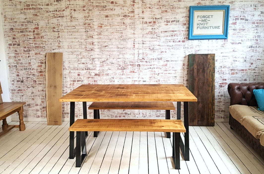 Industrial A-Frame Dining Table / Bench Sets - Any RAL Colour or Steel Finish