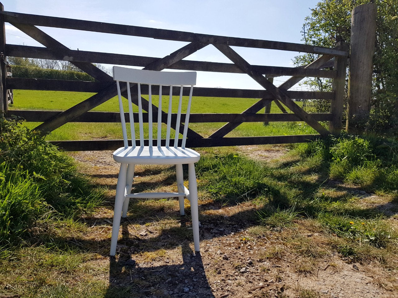 Painted Spindle Back Kitchen Dining Chairs Any Farrow & Ball Rustic Mid-Century Modern Living