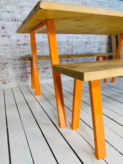 Open Frame Industrial Dining Table / Bench Sets - Any RAL Colour Powder Coating