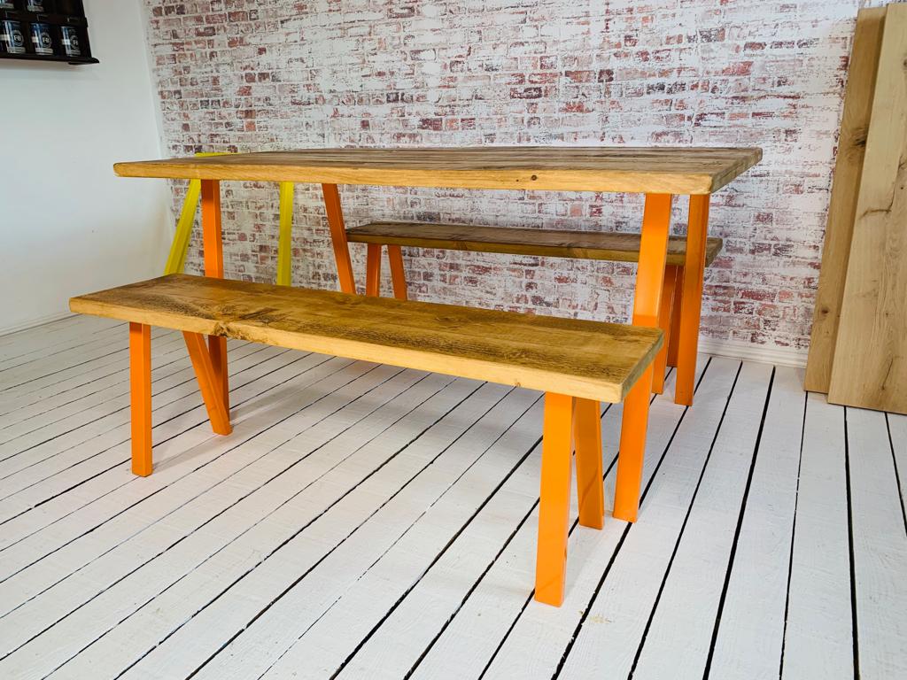 Open Frame Industrial Dining Table / Bench Sets - Any RAL Colour Powder Coating