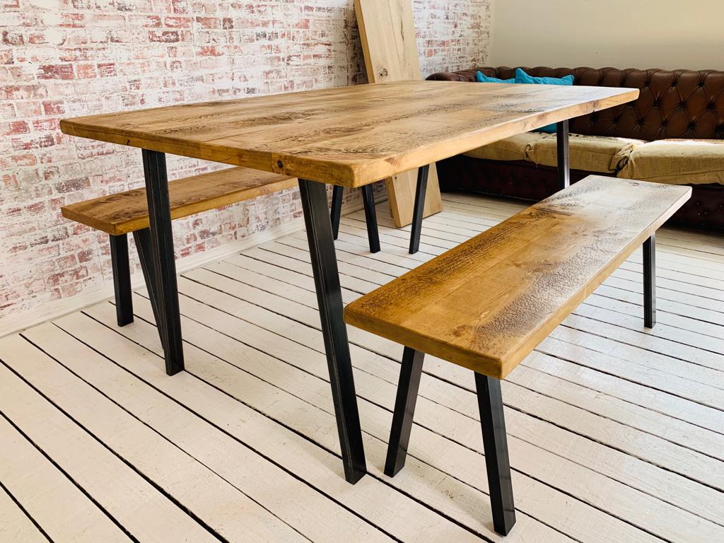 Open Frame Industrial Dining Table / Bench Sets - Any RAL Colour Powder Coating