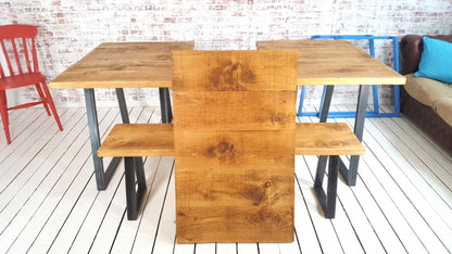 Extending A-Frame Industrial Dining Table / Bench Sets - Any RAL Colour or Steel Finish