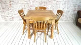 All Wood Extending Rustic Farmhouse Dining Table Set - Drop Leaf - Folding, Ergonomic, Space Saving, Extendable