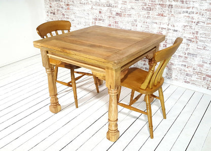 All Wood Extending Rustic Farmhouse Dining Table Set - Drop Leaf - Folding, Ergonomic, Space Saving, Extendable