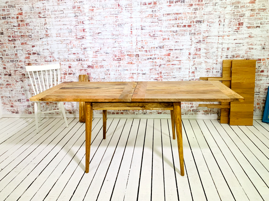 Extendable Mid-Century Rustic Modern Folding Dining Table