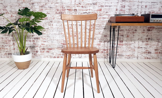 Modern Rustic Spindle Back Kitchen Dining Chairs Mid-Century