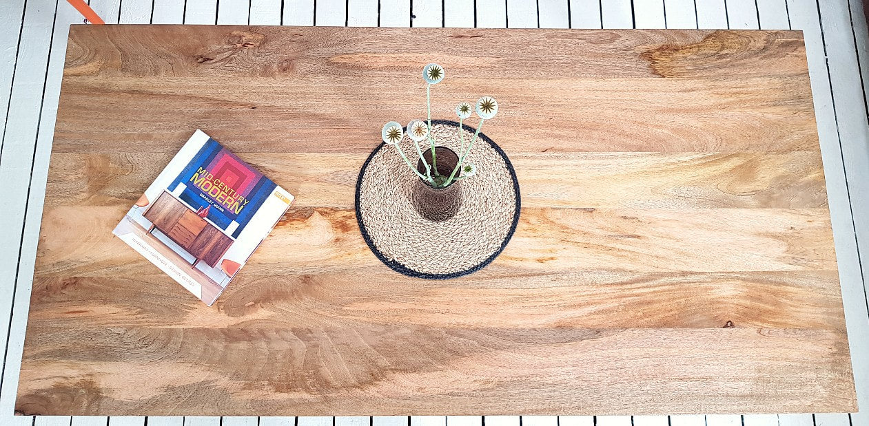 Painted Finish Extending Mid-Century Modern Living Hardwood Dining Table