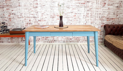 Painted Finish Extending Mid-Century Modern Living Hardwood Dining Table