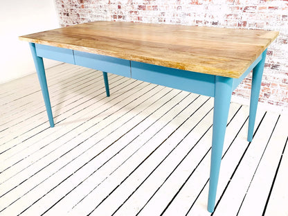 Painted Finish Extending Mid-Century Modern Living Hardwood Dining Table