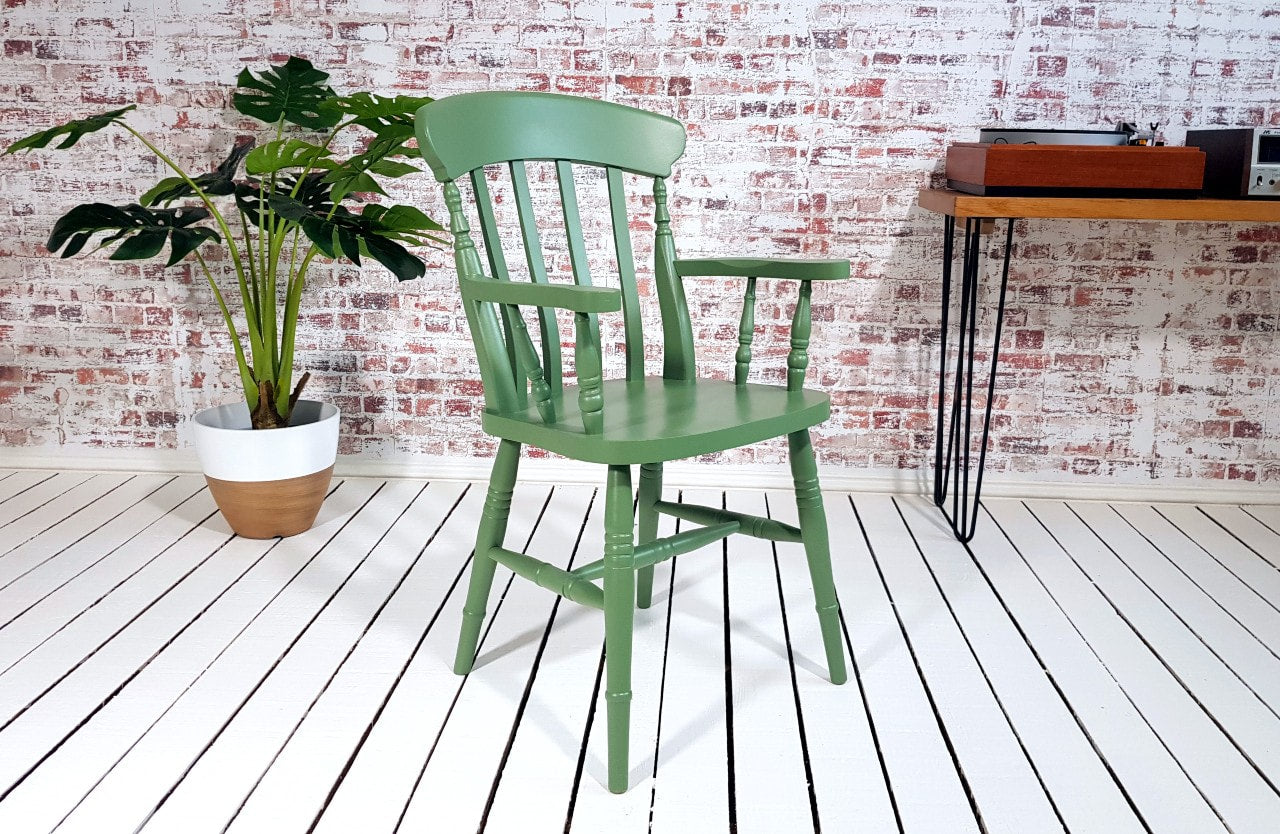 Pair of Slat Back Carver Chairs Painted Any Farrow & Ball Colour!