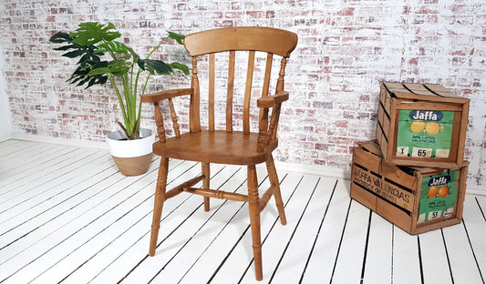 Pair of Slat Back Carver Chairs Rustic Antique Oil Finish